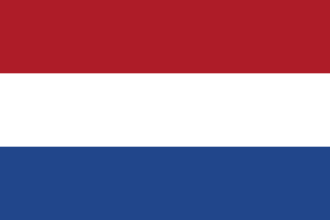 The national flag of The Netherlands, a horizontal tricolor of red, white, and blue.